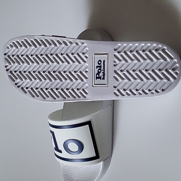 polo ralph lauren pool slides signature logo mens Size 12 white - Picture 4 of 4
